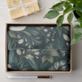Dark Emerald Green Floral Seidenpapier (Geschenk)