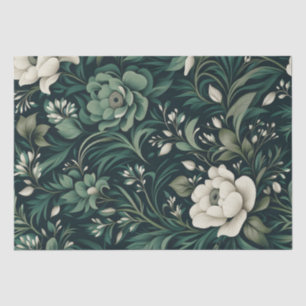 Dark Emerald Green Floral Seidenpapier
