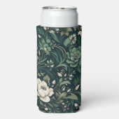 Dark Emerald Green Floral Selters Dosenkühler (Seltzer Rückseite)