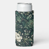 Dark Emerald Green Floral Selters Dosenkühler (Seltzer Vorderseite)