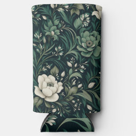 Dark Emerald Green Floral Selters Dosenkühler