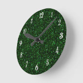 Dark Emerald Green Glitzer Runde Wanduhr (Winkel)