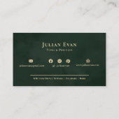 Dark Emerald Green Gold Professional Company Logo Visitenkarte (Rückseite)