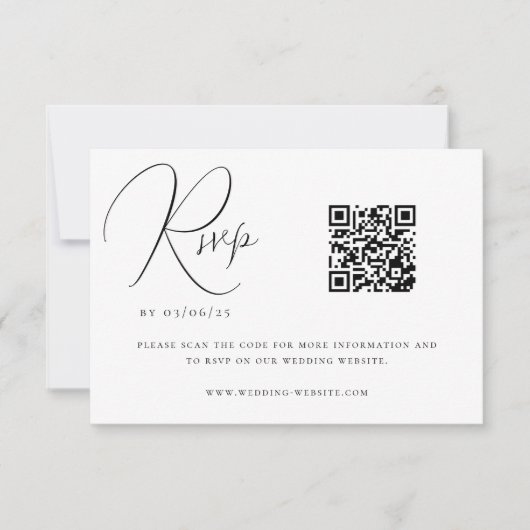 Dark Emerald Green Minimalistisch Wedding QR Code RSVP Karte (Vorderseite)