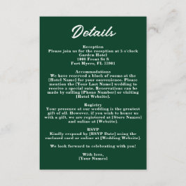 Dark Emerald Green Moody Jewel Wedding Details Begleitkarte