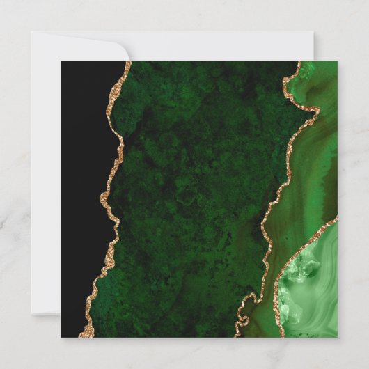 Dark Emerald Green und Gold Agate Stone Wedding Einladung (Rückseite)