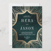 Dark Emerald Green und Imitate gold Art Nouveau Einladung