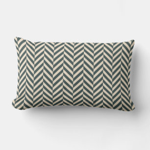 Dark Emerald Ivory Herringbone Geometric Pattern Lendenkissen