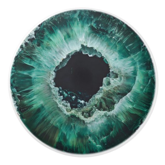 Dark Emerald Natural Gem Muster Keramikknauf (Vorderseite)