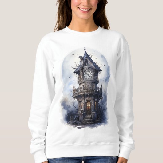 Dark Enchanted Castle Halloween Illustration Sweatshirt (Vorderseite)