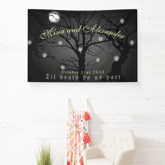 Dark Enchanted Forest Goth Halloween Hochzeit Banner (InSitu)