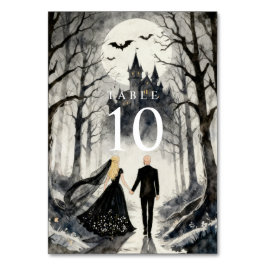 Dark Enchanted Gothic Spooky Wedding Couple Forest Tischnummer