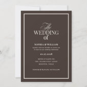 Dark Espresso Brown | Luxe Neutral Wedding Einladung (Vorderseite)