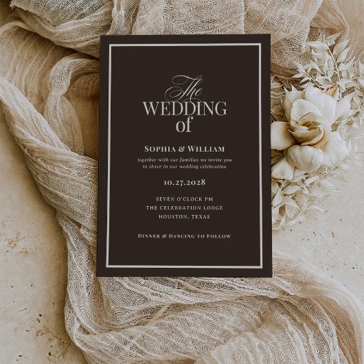 Dark Espresso Brown | Luxe Neutral Wedding Einladung