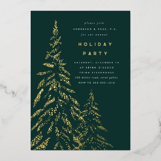 Dark Evergreen Business oder Corporate Holiday Par Folieneinladung (Vorderseite)