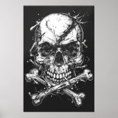 Dark Evil Unique Skull and Crossbones Illustration Poster (Vorne)