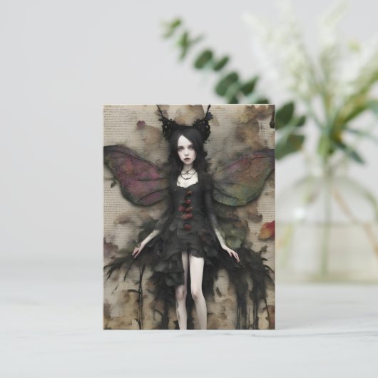 Dark Fairy Collage Postkarte (Stehend Vorderseite)