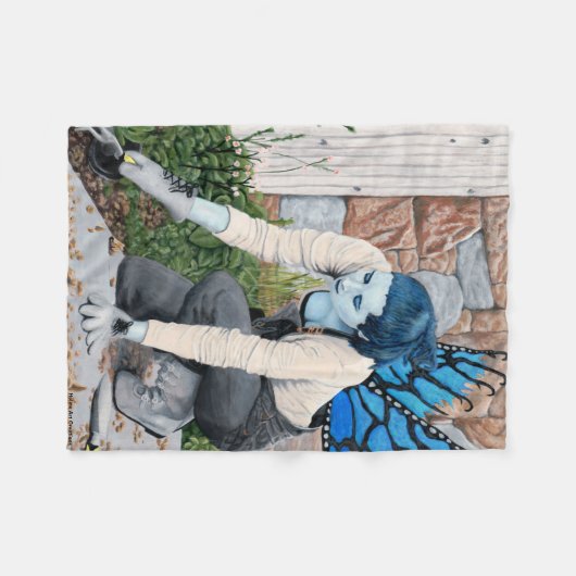 Dark Fairy Gardener Fantasy Art Fleece Blanket (Vorderseite (Horizontal))