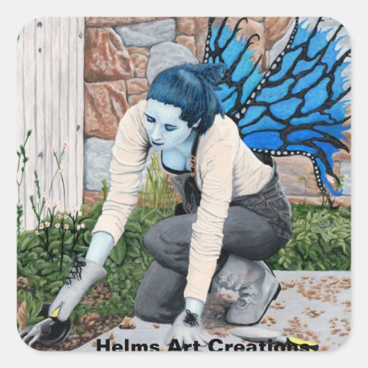 Dark Fairy Gardener Garening Fantasy Art Stickers (Vorderseite)