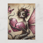 Dark Fairy Pink Heart Postkarte (Vorderseite)
