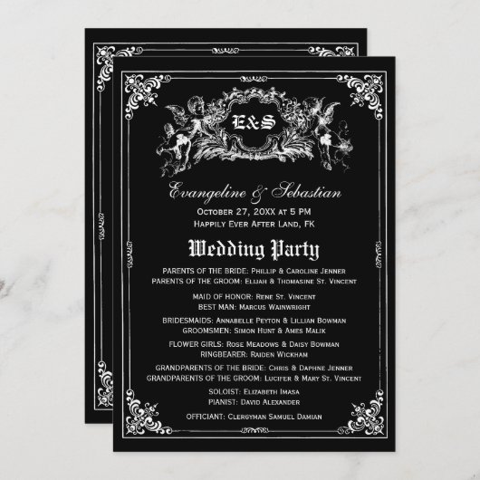 Dark Fairy Tale Storybook Wedding Programs Programm (Vorne/Hinten)