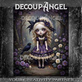 Dark Fairytale Girl Decoupage Seidenpapier