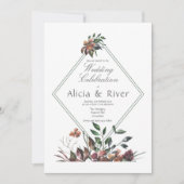 Dark Fall Florals Wedding Party Einladung (Vorderseite)