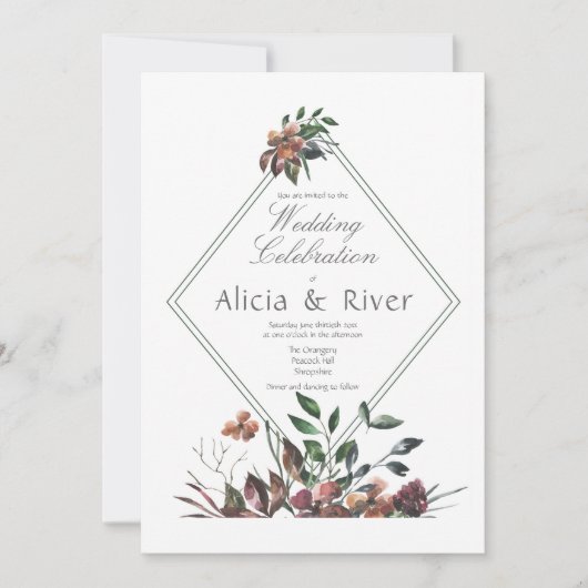 Dark Fall Florals Wedding Party Einladung (Vorderseite)