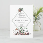 Dark Fall Florals Wedding Party Einladung (Stehend Vorderseite)