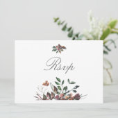 Dark Fall Florals Wedding Party Rsvp Card Einladung (Stehend Vorderseite)