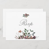 Dark Fall Florals Wedding Party Rsvp Card Einladung (Vorne/Hinten)