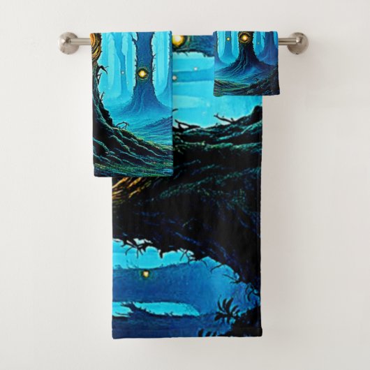 Dark Fantasy Eyeball Forest Design Badhandtuch Set (Insitu)