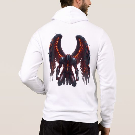 Dark Fantasy Fallen Angel Hoodie with Fiery Wings (Rückseite)