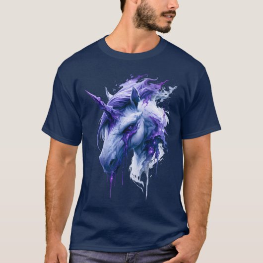 Dark Fantasy Galaxy Einhorn T-Shirt (Vorderseite)