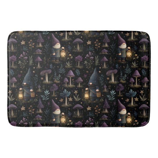 Dark Fantasy Gnome und Mushroom Pattern Badematte (Vorderseite)
