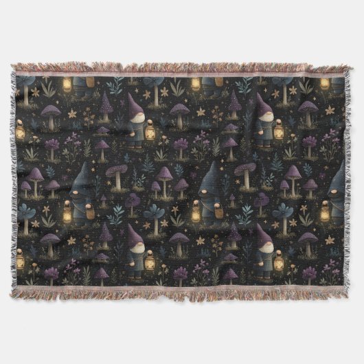 Dark Fantasy Gnome und Mushroom Pattern Decke (Vorderseite)