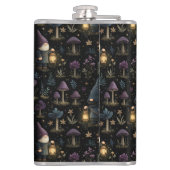 Dark Fantasy Gnome und Mushroom Pattern Flachmann (Rückseite)