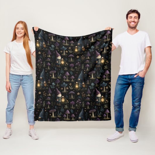 Dark Fantasy Gnome und Mushroom Pattern Fleecedecke (Beispiel)