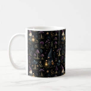 Dark Fantasy Gnome und Mushroom Pattern Kaffeetasse