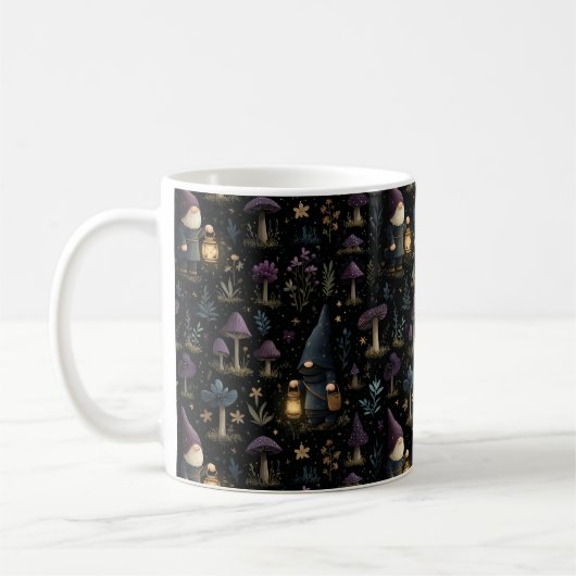 Dark Fantasy Gnome und Mushroom Pattern Kaffeetasse (Links)