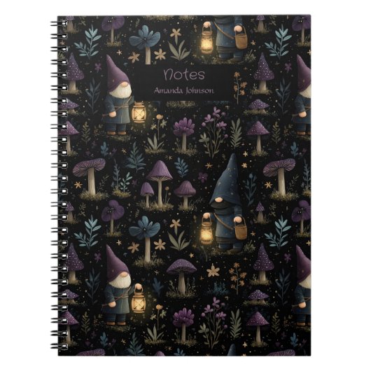 Dark Fantasy Gnome und Mushroom Pattern Notizblock (Vorderseite)
