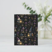 Dark Fantasy Gnome und Mushroom Pattern Postkarte (Stehend Vorderseite)