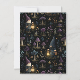 Dark Fantasy Gnome und Mushroom Pattern Postkarte