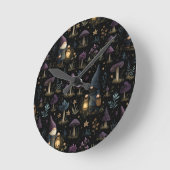 Dark Fantasy Gnome und Mushroom Pattern Runde Wanduhr (Winkel)