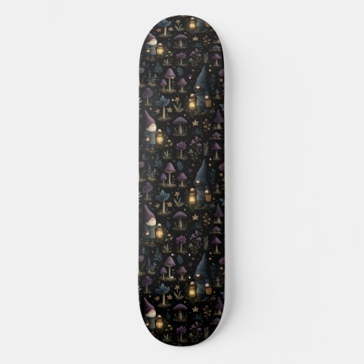 Dark Fantasy Gnome und Mushroom Pattern Skateboard (Vorderseite)