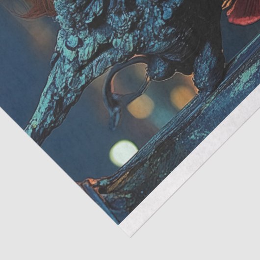 Dark Fantasy Gothic Blue Gargoyle Decoupage Seidenpapier (Ausschnitt)