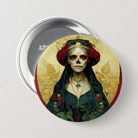Dark Fantasy Gothic Skull Frau Button (Vorne & Hinten)