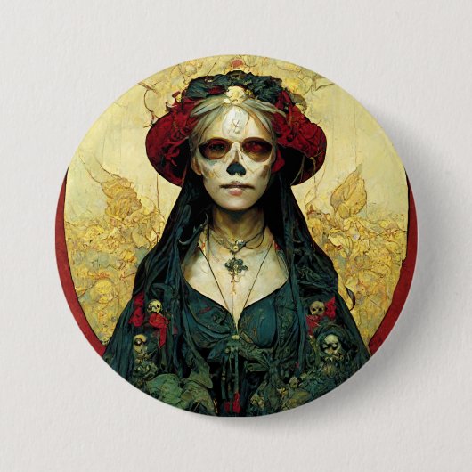 Dark Fantasy Gothic Skull Frau Button (Vorderseite)