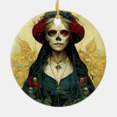 Dark Fantasy Gothic Skull Frau Keramik Ornament (Hinten)