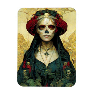 Dark Fantasy Gothic Skull Frau Magnet